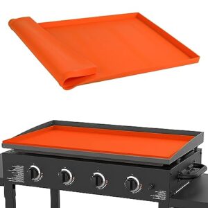 28 inch griddle cover, griddle mat for blackstone grill, 28" silicone protective buddy mat cover, heavy duty waterproof for any blackstone griddle outdoor cooking & bbq -orange
