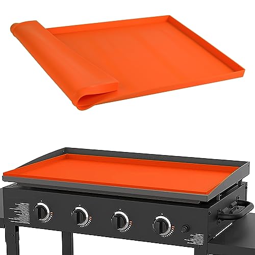 28 inch Griddle Cover, Griddle Mat for Blackstone Grill, 28" Silicone Protective Buddy Mat Cover, Heavy Duty Waterproof for Any Blackstone Griddle Outdoor Cooking & BBQ -Orange