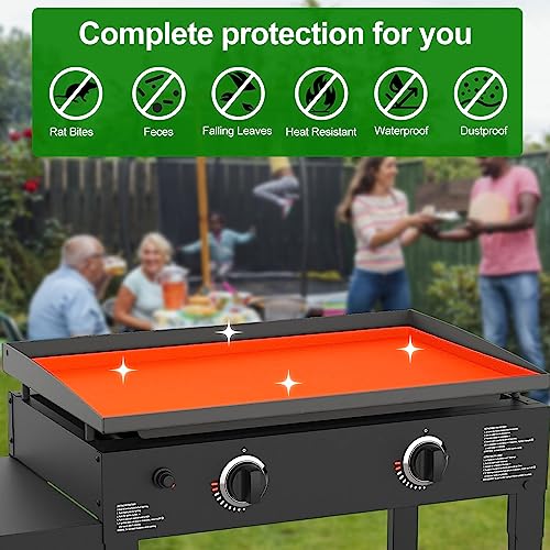 28 inch Griddle Cover, Griddle Mat for Blackstone Grill, 28" Silicone Protective Buddy Mat Cover, Heavy Duty Waterproof for Any Blackstone Griddle Outdoor Cooking & BBQ -Orange