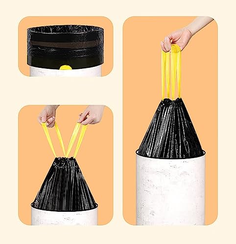 100 Count Drawstring Trash Bags, Jixik 4 Gallon Thickened Garbage Bags 17.7" x 19.7" Unscented Trash Bags for Kitchen, Bathroom, Office Waste Bin Liners