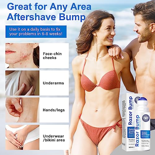 Razor Bump Treatment - Ingrown Hair Treatment for Razor Bumps, After Shave Treatment for Face, Neck, Bikini Area, Legs, With Salicylic Acid, Glycolic Acid