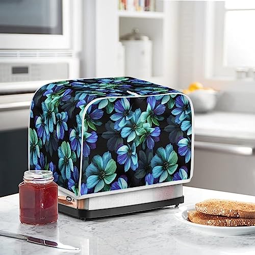 GIFTPUZZ Coffee Theme Two Slice Toaster Cover Small Appliance Dust-proof Cover with Side Pockets Bread Maker Cover Kitchen Microwave Oven Cover (Brown) S