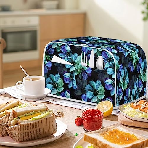 GIFTPUZZ Coffee Theme Two Slice Toaster Cover Small Appliance Dust-proof Cover with Side Pockets Bread Maker Cover Kitchen Microwave Oven Cover (Brown) S