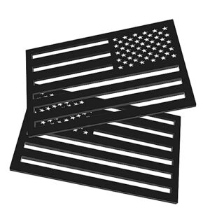 2 pack embossed 3d metal all black american flag emblem decal stickers, 4mm thickness acrylic cut-out usa car military patriotic emblem compatible with jeep, trucks, rv, suv and more