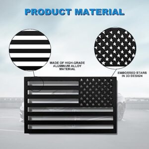 2 Pack Embossed 3D Metal All Black American Flag Emblem Decal Stickers, 4mm Thickness Acrylic Cut-Out USA Car Military Patriotic Emblem Compatible with Jeep, Trucks, RV, SUV and More