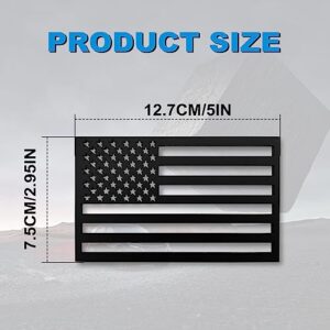 2 Pack Embossed 3D Metal All Black American Flag Emblem Decal Stickers, 4mm Thickness Acrylic Cut-Out USA Car Military Patriotic Emblem Compatible with Jeep, Trucks, RV, SUV and More