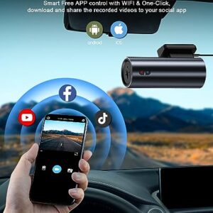 Dash Cam 4K WiFi 2160P Car Camera, Dash Camera for Cars, Mini Front Dashcam for Cars with Night Vision, Loop Recording, G-Sensor,24H Parking Monitor,Supercapacitor,Voice Prompt,APP,64GB Card Included