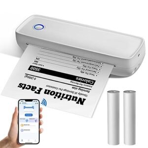 portable printers wireless for travel, inkless thermal printer supports a4 paper (8.3"*11.7") for mobile monochrome prints, bluetooth smart printer compatible with android ios phones & laptops