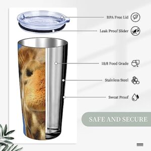 QQLADY 20oz Travel Coffee Mug funny giraffe Insulated Tumbler with Lid And Straws Reusable Stainless Steel Water Bottle Travel Coffee Cups Tumbler For Women Men