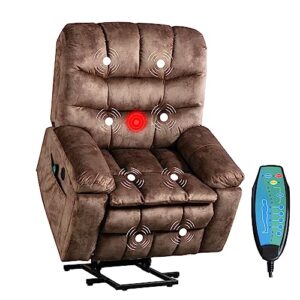 phoenix home large power lift chair with massage and heat for elderly recliner, brown