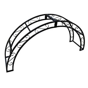 semi-circular garden arch,iron art rose arch,climbing plants arch arbor wall trellis,for decoration outdoor gardens entrance/villa door arches,black (size : 180x90cm/70.8x35.4in)