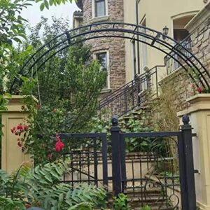 Semi-Circular Garden Arch,Iron Art Rose Arch,Climbing Plants Arch Arbor Wall Trellis,for Decoration Outdoor Gardens Entrance/Villa Door Arches,Black (Size : 180x90cm/70.8x35.4in)