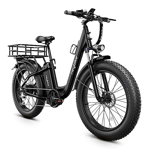 Heybike Explore Electric Bike for Adults 48V 20AH Removable Massive Battery, 750W Brushless Motor, 26" x 4.0 Fat Tire Step-Thru Ebike up to 28MPH, UL Certified,Shimano 7-Speed