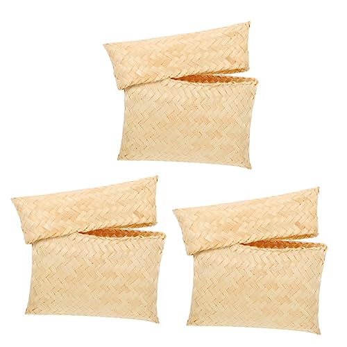 Hemoton Bamboo Food Basket 3pcs Bamboo Pillow Gift Box Home Storage Baskets Hand Decor Thai Sticky Rice Bread Serving Basket Woven Serving Basket Woven Storage Basket Sundries Container