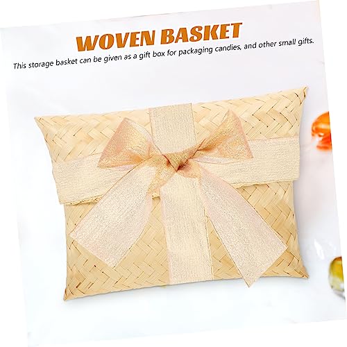 Hemoton Bamboo Food Basket 3pcs Bamboo Pillow Gift Box Home Storage Baskets Hand Decor Thai Sticky Rice Bread Serving Basket Woven Serving Basket Woven Storage Basket Sundries Container