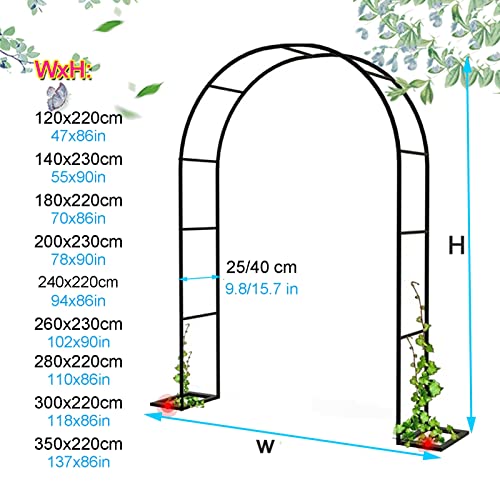 Garden Arch Simple Climbing Plants Rose Arch,Weatherproof Galvanized Pergola Arbor Trellis,for Outdoor Terrace/Garden Decoration Rose Trellis (Color : Black, Size : 300x220x25cm)