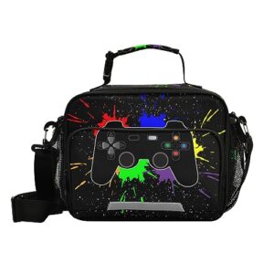 cool game controller lunch bag for women men video joysticks gamepad insulated cooler tote bag with adjustable shoulder strap large capacity reusable leakproof picnic lunch box outdoor for adult offic