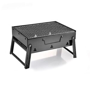 hosemn 2023 new portable folding charcoal grills, stainless steel grill table, easy portability for for outdoor cooking, barbecue camping, beach bbq, picnic backyard - black (17"x11.4"x9.4"）