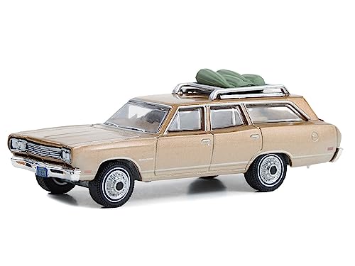 1969 Plymouth Satellite Station Wagon Gold with Rooftop Camping Equipment Dirty Version The Brady Bunch 1969-1974 TV Series Hollywood Series Release 39 1/64 Diecast Model Car by Greenlight 44990A