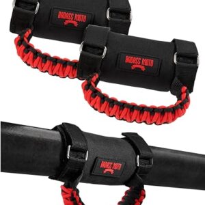 UTV Grab Handles Roll Bar Grab Handles. RZR Passenger Grab Handle 2 Pack Roll Cage Handle Fits Polaris Ranger, Mule, Teryx, CFMoto, Yamaha, Honda Pioneer, Can Am SxS UTV Accessories Red Paracord