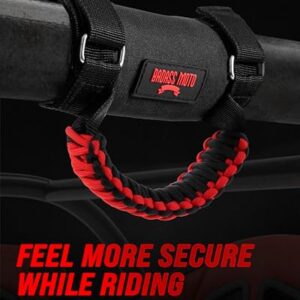 UTV Grab Handles Roll Bar Grab Handles. RZR Passenger Grab Handle 2 Pack Roll Cage Handle Fits Polaris Ranger, Mule, Teryx, CFMoto, Yamaha, Honda Pioneer, Can Am SxS UTV Accessories Red Paracord