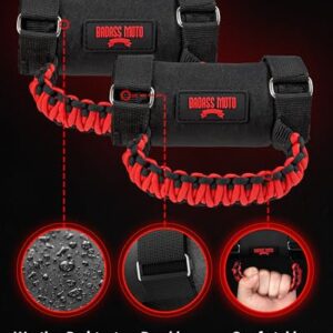 UTV Grab Handles Roll Bar Grab Handles. RZR Passenger Grab Handle 2 Pack Roll Cage Handle Fits Polaris Ranger, Mule, Teryx, CFMoto, Yamaha, Honda Pioneer, Can Am SxS UTV Accessories Red Paracord