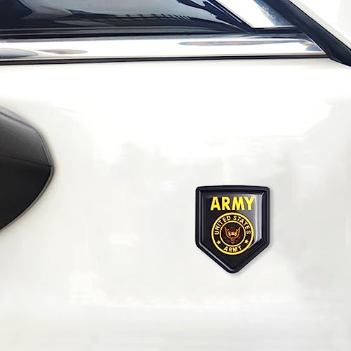 Overdecor US Army Flag Decal Gold Crest Sticker Emblem Military Chrome Shield Flags for Car Bumper (2 Pack)