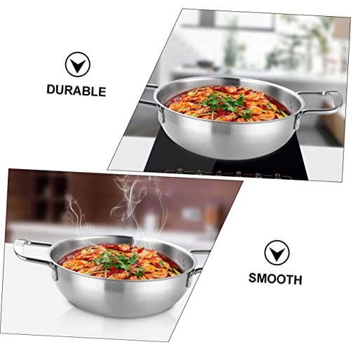 Cabilock 1pc Stainless Steel Soup Pot Wok Pan with Lid Metal Cooking Utensils Korean Cookware Fast Heating Pot Kitchen Deep Fryer Round Everyday Pan Stainless Stockpot Instant Noodle Pot