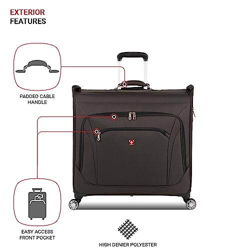 SwissGear 7895 Premium Rolling Garment Bag, Heather Grey, Carry-On Spinner Edition