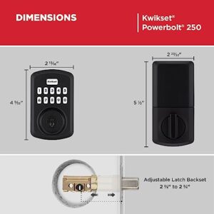 Kwikset Powerbolt 250 10-Button Keypad Matte Black Transitional Electronic Deadbolt Door Lock, Featuring Convenient keyless Entry, Customizable User Codes and auto Locking