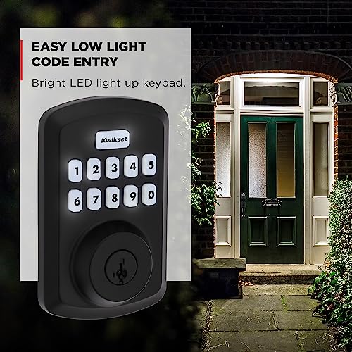 Kwikset Powerbolt 250 10-Button Keypad Matte Black Transitional Electronic Deadbolt Door Lock, Featuring Convenient keyless Entry, Customizable User Codes and auto Locking