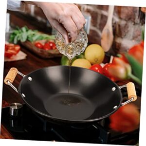 HEMOTON 2pcs Stainless Steel Griddle Korean Hot Pot Asian Cookware Non Stick Skillets Saucier Pan Cast Iron Wok with Lid Small Wok Thickened Pot Kitchen Supply Pot with Double Ear Thicken