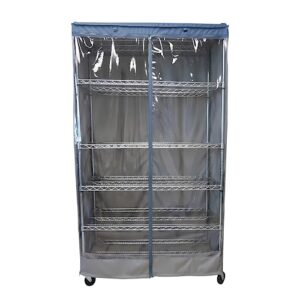formosa covers | storage shelving unit cover for metal wire utility racks in garage, home, kitchen, or office organization grey and clear pvc viewing panel and blue trim (36" w x 18" d x 72" h)