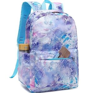 CAMTOP Girls Backpack with Lunch Box Lightweight Waterproof Preschool Kindergarten Elementary School BookBag Set(Marble Purple)