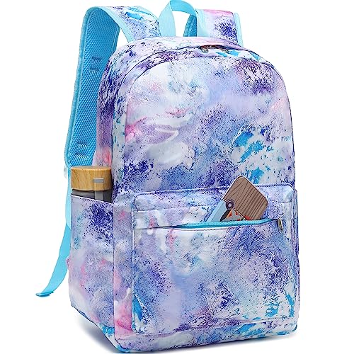 CAMTOP Girls Backpack with Lunch Box Lightweight Waterproof Preschool Kindergarten Elementary School BookBag Set(Marble Purple)