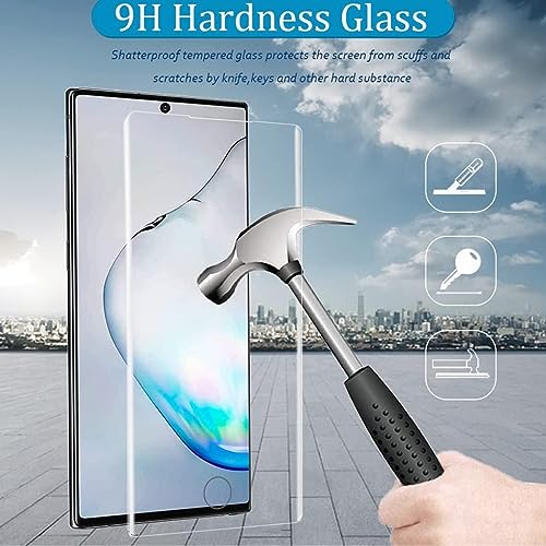 BANDQ 3 Pack for Samsung Galaxy Note 10 Plus Screen Protector, 1 Pack Camera Lens Protector, 9H Scratch-Resistant HD Clear Tempered Glass Screen Protector Galaxy Note 10+ Plus Screen Protecto