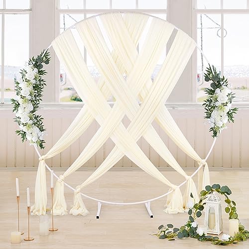 6 Panels Wedding Arch Fabric Drape Ivory 6 Yards Sheer Backdrop Curtain Chiffon Fabric for Wedding Party Ceiling Reception Decoration