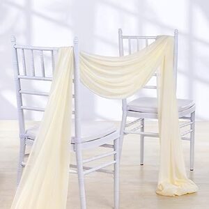 6 Panels Wedding Arch Fabric Drape Ivory 6 Yards Sheer Backdrop Curtain Chiffon Fabric for Wedding Party Ceiling Reception Decoration