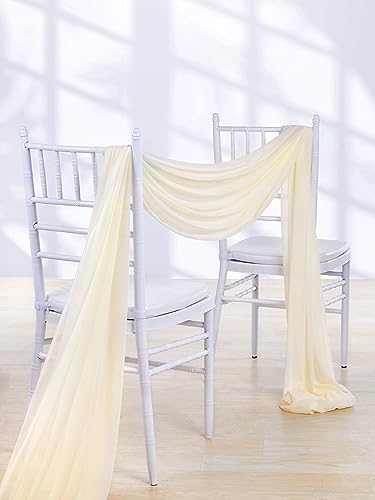 6 Panels Wedding Arch Fabric Drape Ivory 6 Yards Sheer Backdrop Curtain Chiffon Fabric for Wedding Party Ceiling Reception Decoration