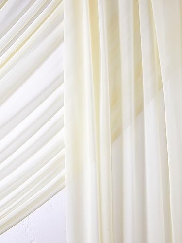 6 Panels Wedding Arch Fabric Drape Ivory 6 Yards Sheer Backdrop Curtain Chiffon Fabric for Wedding Party Ceiling Reception Decoration