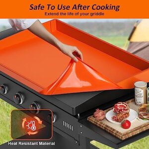 36" Silicone Griddle Mat, Upgrade Full-edge Griddle Top Covers for Blackstone 36 Inch, All Season Cooking Protective Cover, Protect Griddle from Rodents, Insects, Debris and Rust (Orange)