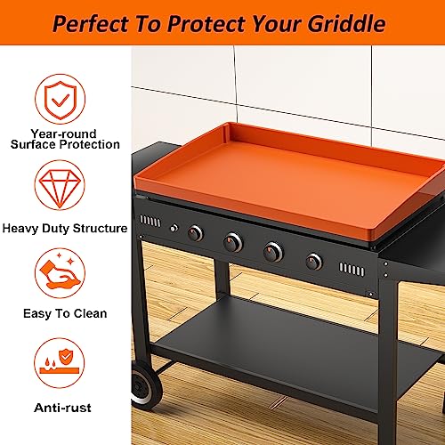 36" Silicone Griddle Mat, Upgrade Full-edge Griddle Top Covers for Blackstone 36 Inch, All Season Cooking Protective Cover, Protect Griddle from Rodents, Insects, Debris and Rust (Orange)