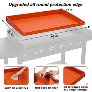 36" Silicone Griddle Mat, Upgrade Full-edge Griddle Top Covers for Blackstone 36 Inch, All Season Cooking Protective Cover, Protect Griddle from Rodents, Insects, Debris and Rust (Orange)