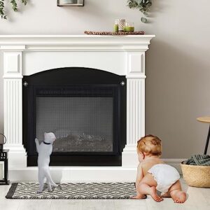 tohonfoo fireplace screen - teslin mesh fireplace cover - fireplace cover baby proof to prevent baby and pet near idle fireplace - fireplace screen safety cover - 29 x 40 inch