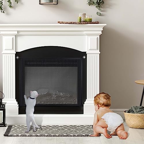 TOHONFOO Fireplace Screen - Teslin Mesh Fireplace Cover - Fireplace Cover Baby Proof to Prevent Baby and Pet Near Idle Fireplace - Fireplace Screen Safety Cover - 29 x 40 inch