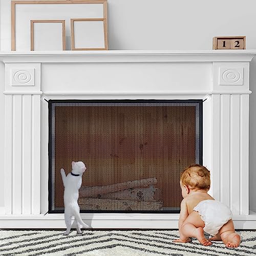 TOHONFOO Fireplace Screen - Teslin Mesh Fireplace Cover - Fireplace Cover Baby Proof to Prevent Baby and Pet Near Idle Fireplace - Fireplace Screen Safety Cover - 29 x 40 inch