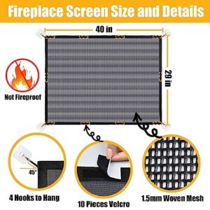 TOHONFOO Fireplace Screen - Teslin Mesh Fireplace Cover - Fireplace Cover Baby Proof to Prevent Baby and Pet Near Idle Fireplace - Fireplace Screen Safety Cover - 29 x 40 inch