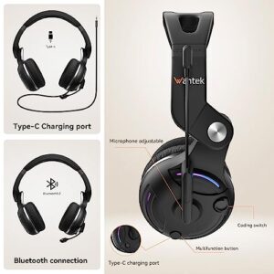 Wireless Headphones Over Ear for Active Noise Cancelling Headphones Bluetooth Headset with Microphone Dance Music DJ Headphones Designed for Game Calls and Music, Foldable to Save Space etc (Black)