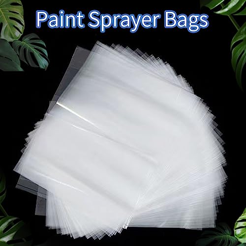 Paint Sprayer Bags 60 Pcs Disposable Clear Sprayer Cup Liners Paint Sprayer Parts Accessories Transparent Spray Gun Bag with Most Spray Guns (7.9 x 11.8 Inch)