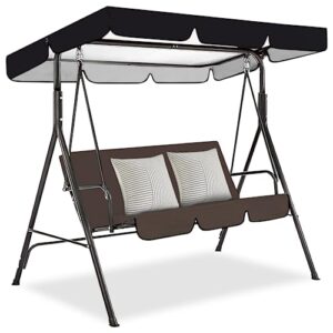 patio swing canopy for 3-seat swings,waterproof & sunproof porch swing chair top cover replacement for sunshade, made of 190t high-density polyester, 75 x 52 x 6’’(seat cover is not included)